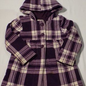 Old Navy Purple Plaid Pea Coat, Size 4T